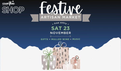 Festive Artisan Market  Free entry Sat 23 Nov 2024 Gifts Mulled Wine Music There is a graphic of gifts sat on some snow