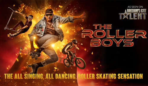 The Roller Boys  a man does a trick with roller skates